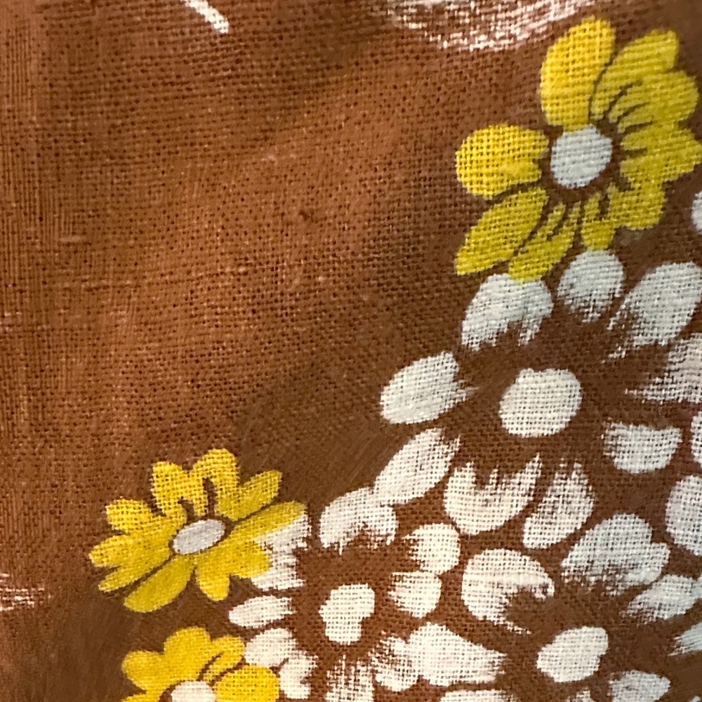 Vintage Brown Floral Barkcloth fabric cropped top - Picture 9 of 10
